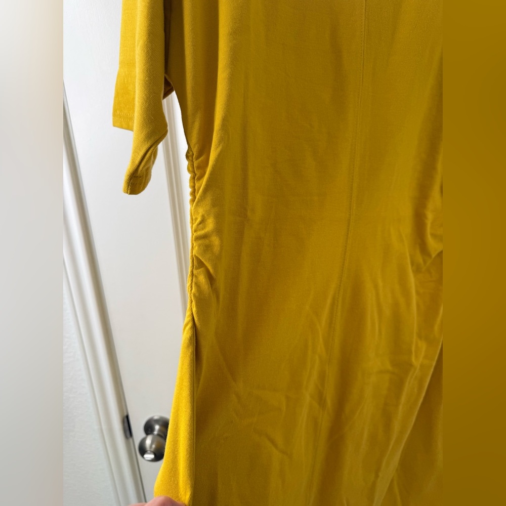 Anthropologie Mustard Yellow Short Sleeve Shift Dress - Picture 13 of 13